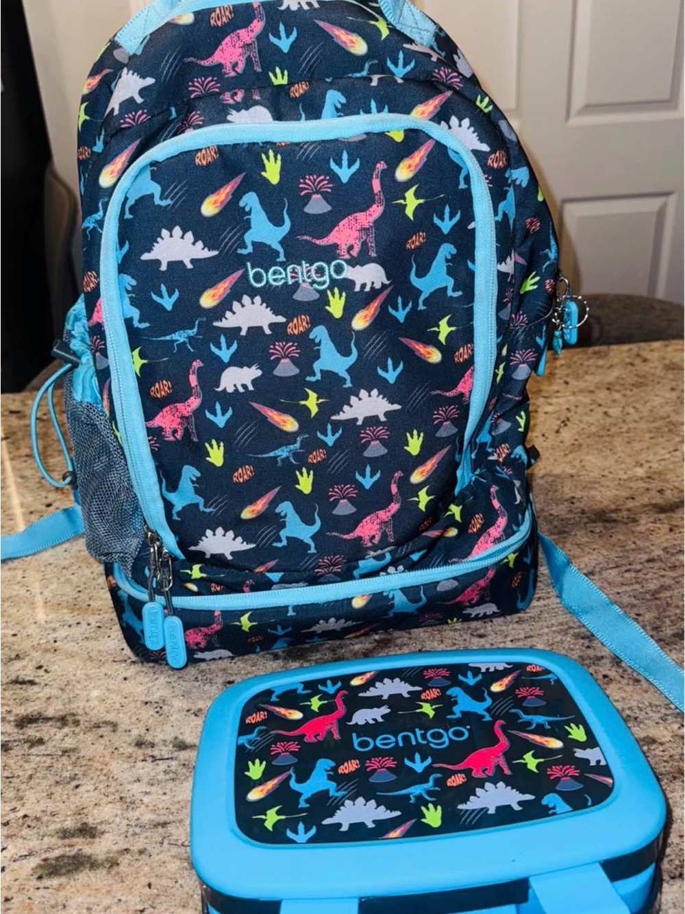 Bentgo Kids Navy Dinosaur Backpack and Matching bento box